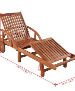 vidaXL Sun Lounger with Cushion Solid Acacia Wood