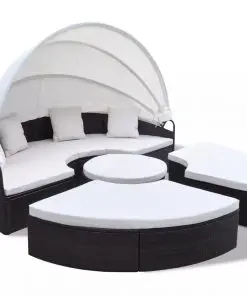 vidaXL Outdoor Lounge Bed Poly Rattan Brown