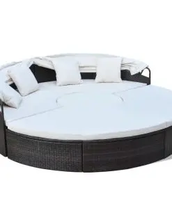vidaXL Outdoor Lounge Bed Poly Rattan Brown