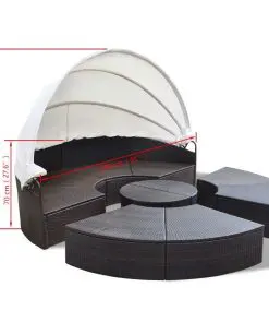 vidaXL Outdoor Lounge Bed Poly Rattan Brown