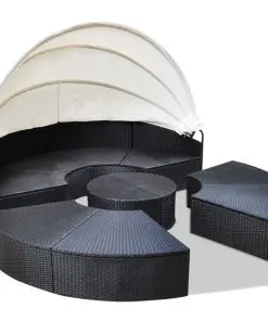 vidaXL Outdoor Lounge Bed Poly Rattan Black