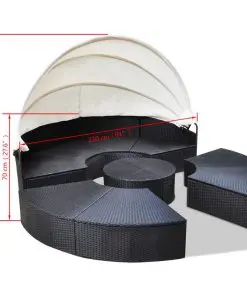 vidaXL Outdoor Lounge Bed Poly Rattan Black