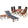 vidaXL 9 Piece Outdoor Dining Set with Cushions Solid Acacia Wood