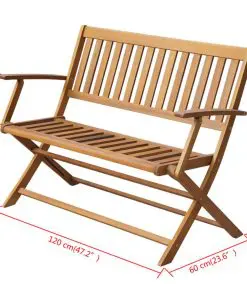 vidaXL Folding Garden Bench 120 cm Solid Acacia Wood