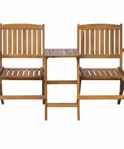 vidaXL Folding Garden Bench with Tea Table 140 cm Solid Acacia Wood