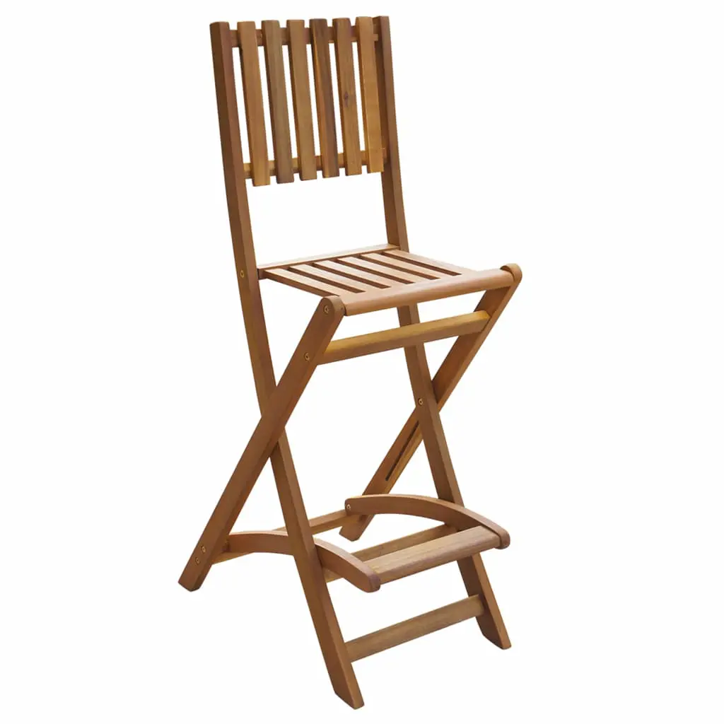 vidaXL Folding Outdoor Bar Stools 2 pcs Solid Acacia Wood