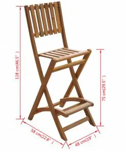 vidaXL Folding Outdoor Bar Stools 2 pcs Solid Acacia Wood