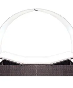 vidaXL Sun Lounger with Canopy Poly Rattan Brown