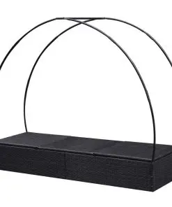 vidaXL Sun Lounger with Canopy Poly Rattan Black