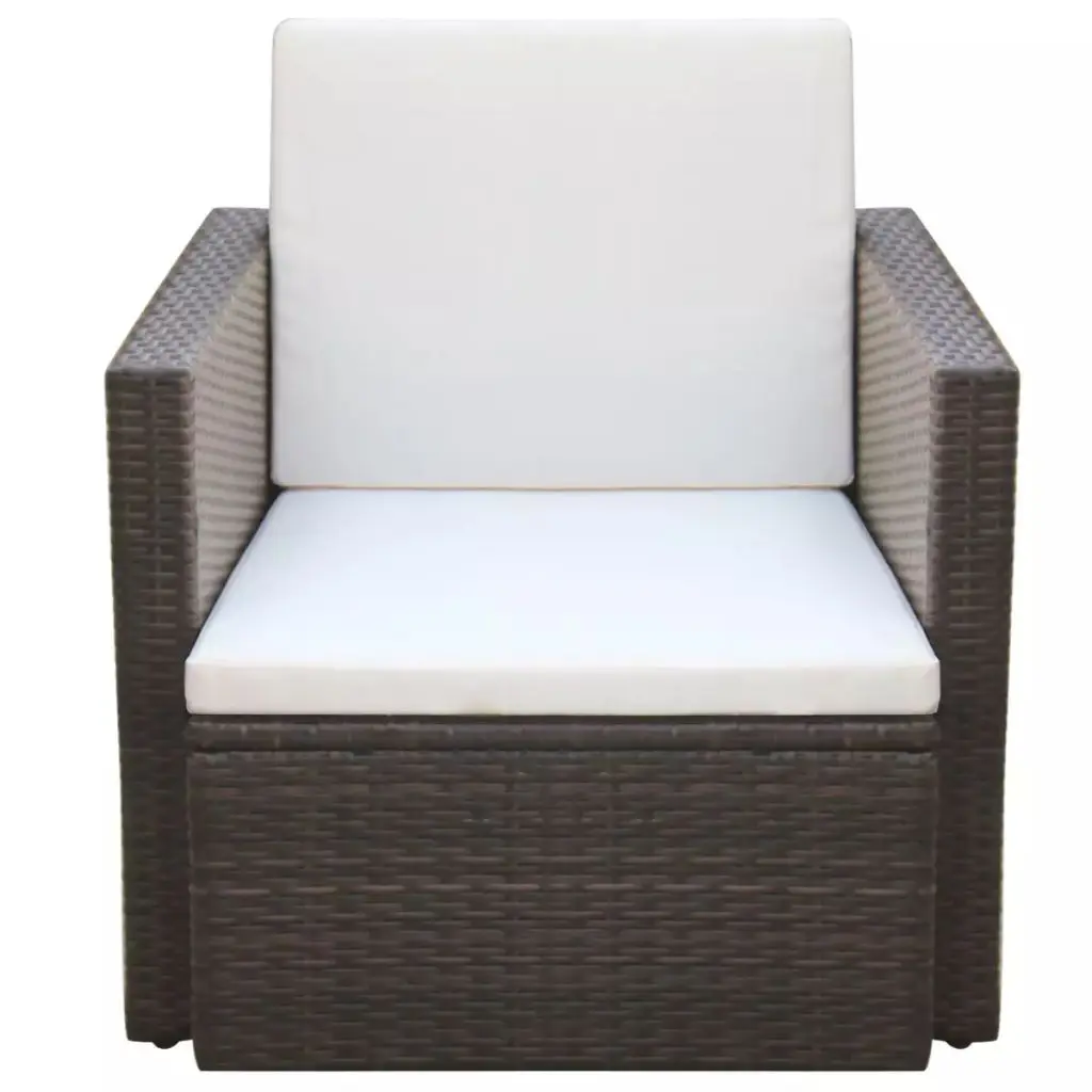 vidaXL Garden Chair with Cushions and Pillows Poly Rattan Brown