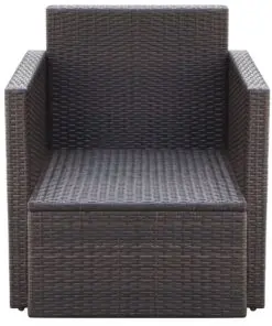 vidaXL Garden Chair with Cushions and Pillows Poly Rattan Brown