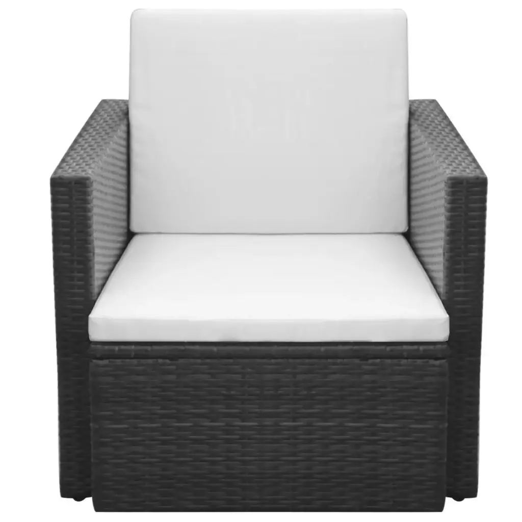 vidaXL Garden Chair with Cushions and Pillows Poly Rattan Black