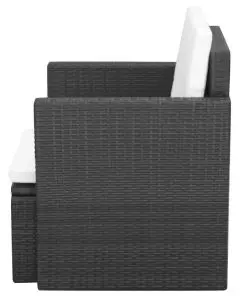 vidaXL Garden Chair with Cushions and Pillows Poly Rattan Black
