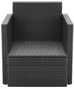 vidaXL Garden Chair with Cushions and Pillows Poly Rattan Black