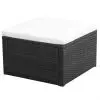 vidaXL Footstool Poly Rattan 53x53x30 cm Black