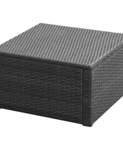 vidaXL Footstool Poly Rattan 53x53x30 cm Black