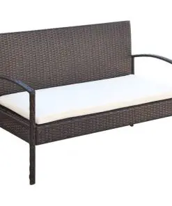 vidaXL 4 Piece Garden Lounge Set with Cushions Poly Rattan Brown