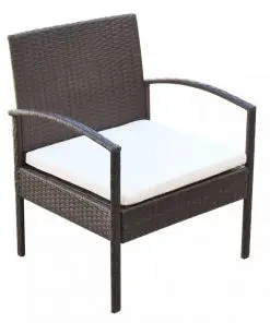 vidaXL 4 Piece Garden Lounge Set with Cushions Poly Rattan Brown