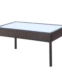 vidaXL 4 Piece Garden Lounge Set with Cushions Poly Rattan Brown