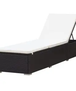 vidaXL Sun Lounger with Cushion Poly Rattan Brown