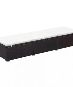 vidaXL Sun Lounger with Cushion Poly Rattan Brown