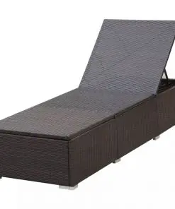 vidaXL Sun Lounger with Cushion Poly Rattan Brown