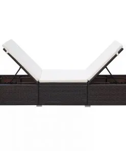 vidaXL Sun Lounger with Cushion Poly Rattan Brown