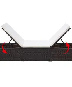 vidaXL Sun Lounger with Cushion Poly Rattan Brown