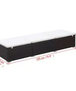 vidaXL Sun Lounger with Cushion Poly Rattan Brown