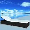 vidaXL Sun Lounger with Cushion Poly Rattan Black