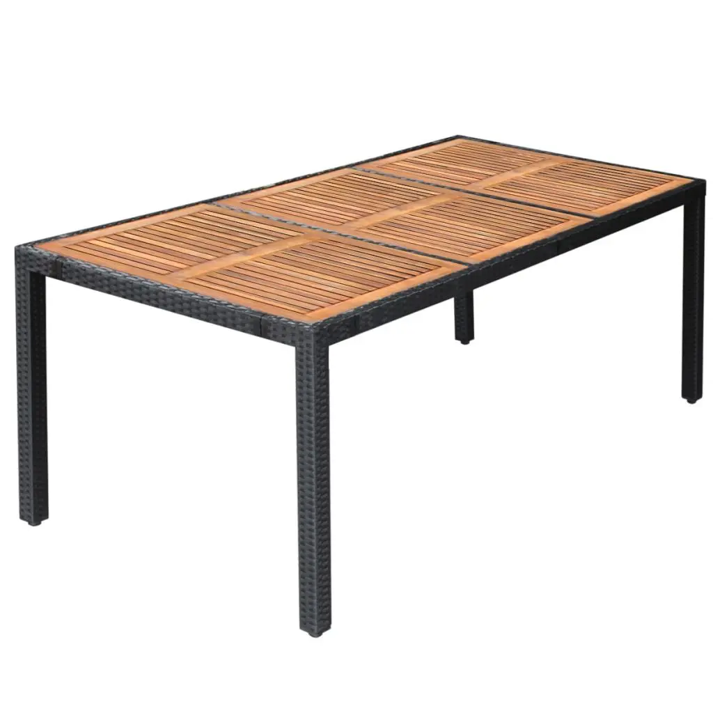 vidaXL 9 Piece Outdoor Dining Set Poly Rattan Acacia Wood Black