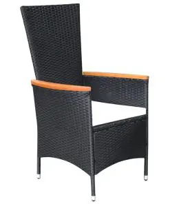 vidaXL 9 Piece Outdoor Dining Set Poly Rattan Acacia Wood Black