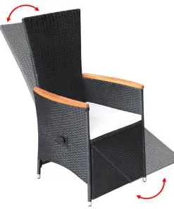 vidaXL 9 Piece Outdoor Dining Set Poly Rattan Acacia Wood Black