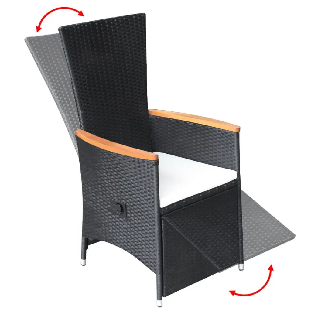 vidaXL 9 Piece Outdoor Dining Set Poly Rattan Acacia Wood Black