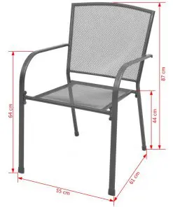 vidaXL 3 Piece Bistro Set Steel Anthracite