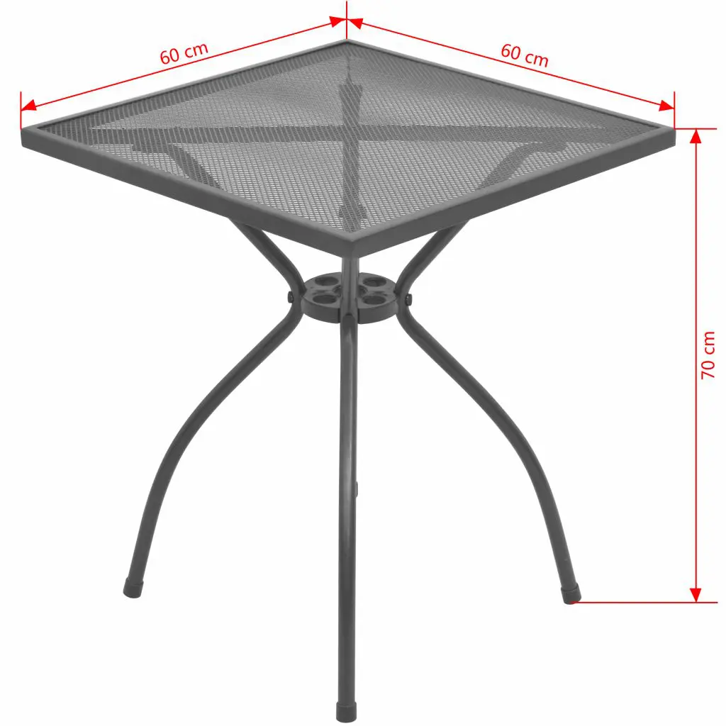 vidaXL Bistro Table 60x60x70 cm Steel Mesh