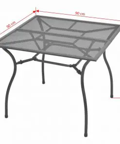 vidaXL Garden Table 90x90x72 cm Steel Mesh