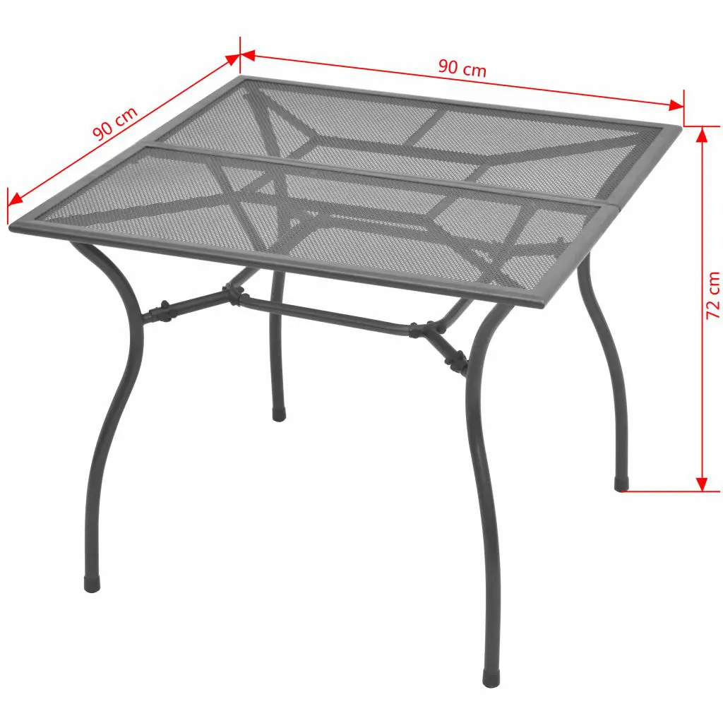vidaXL Garden Table 90x90x72 cm Steel Mesh