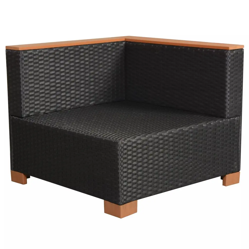vidaXL 6 Piece Garden Lounge Set with Cushions Poly Rattan Black
