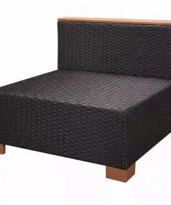 vidaXL 7 Piece Garden Lounge Set with Cushions Poly Rattan Black