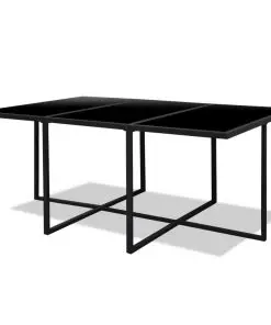 vidaXL 11 Piece Outdoor Dining Set with Cushions Poly Rattan Black