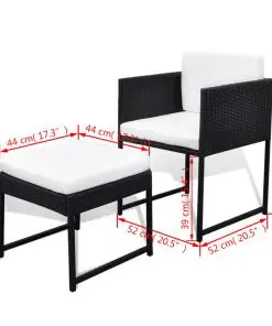 vidaXL 11 Piece Outdoor Dining Set with Cushions Poly Rattan Black