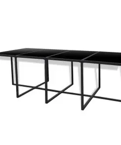 vidaXL 13 Piece Outdoor Dining Set with Cushions Poly Rattan Black