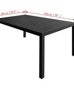 vidaXL 7 Piece Outdoor Dining Set Aluminium and WPC Black