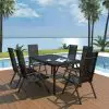 vidaXL 7 Piece Outdoor Dining Set Aluminium and WPC Black