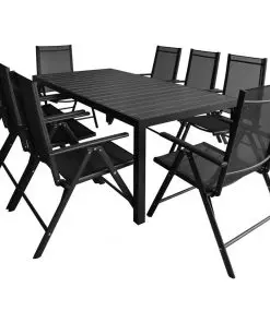 vidaXL 9 Piece Outdoor Dining Set Aluminium and WPC Black