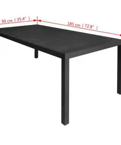 vidaXL 9 Piece Outdoor Dining Set Aluminium and WPC Black