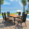 vidaXL 7 Piece Outdoor Dining Set with Folding Chairs Aluminium Black