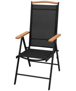vidaXL 9 Piece Outdoor Dining Set with Folding Chairs Aluminium Black