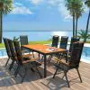 vidaXL 9 Piece Outdoor Dining Set with Folding Chairs Aluminium Black